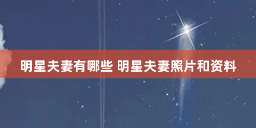 明星夫妻有哪些 明星夫妻照片和资料